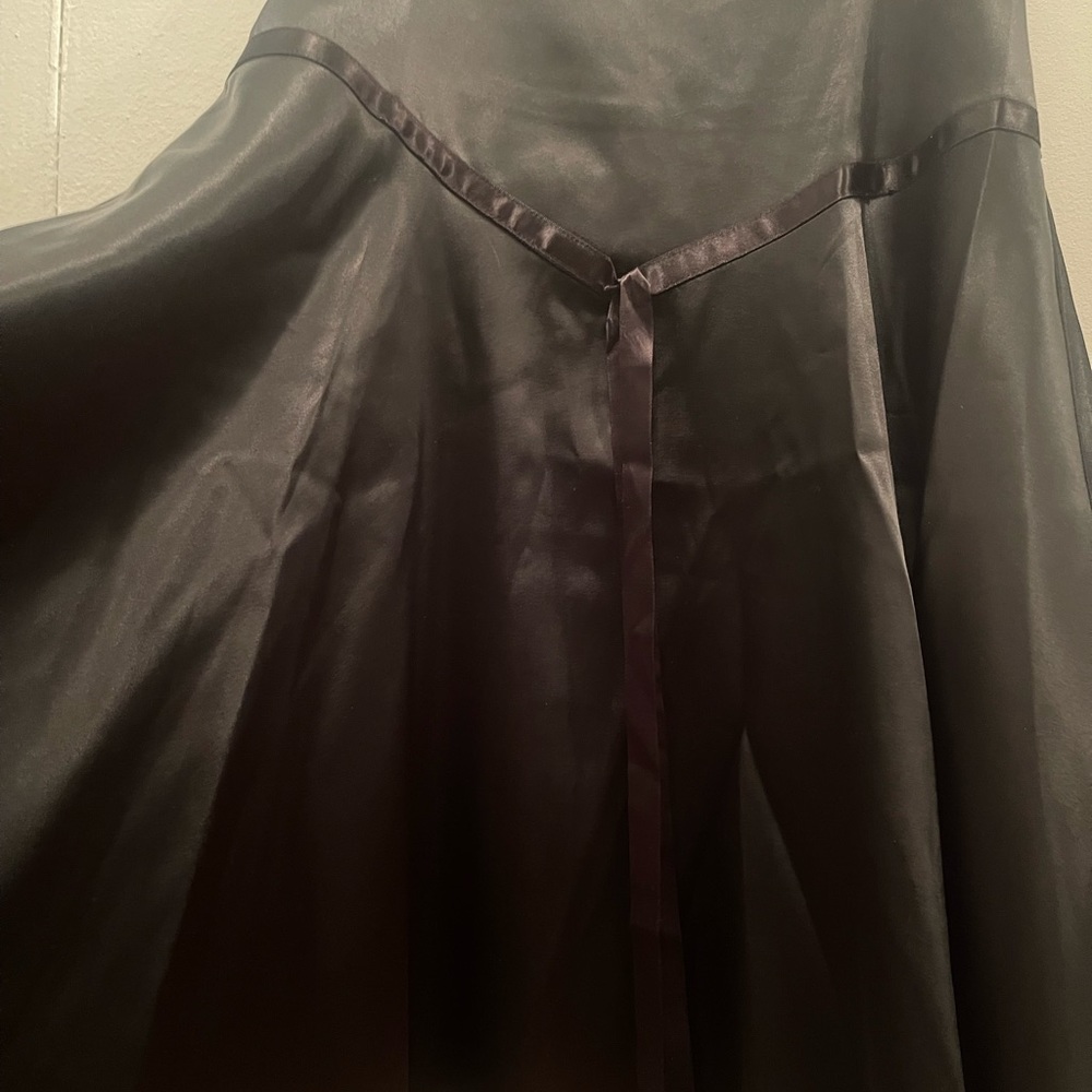 Black Satin Midi Skirt By Express - Picture 2 of 4